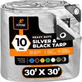 Xpose Safety 30 ft x 30 ft Heavy Duty 10 mil Tarp, Silver/Black, Polyethylene STH-3030-X